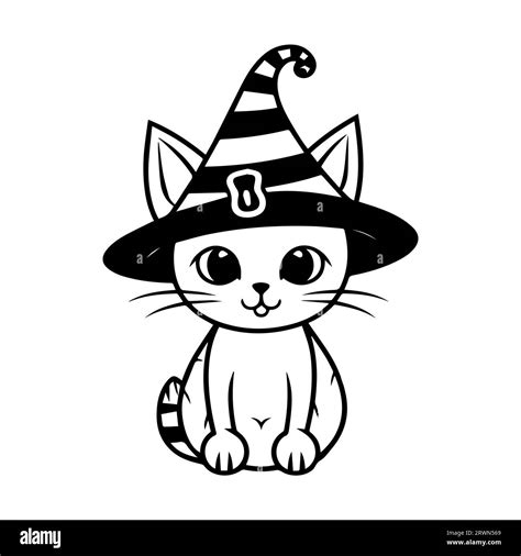 Gato De Halloween Para Colorear Libro Diseño De Arte De Línea Para Niños Para Colorear Página