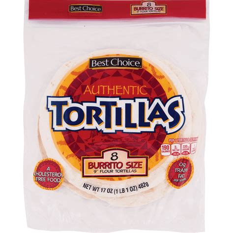 Best Choice Burrito Style Flour Tortilla 9 In 8 Ct Tortilla Edwards