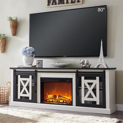 T4TREAM 70 Fireplace TV Stand For TVs Up To 80 Inches Farmhouse