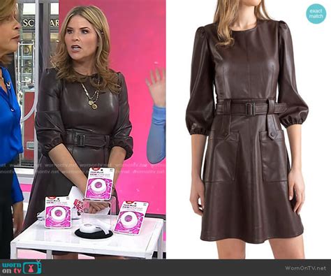 Wornontv Jennas Brown Leather Belted Dress On Today Jenna Bush Hager Clothes And Wardrobe