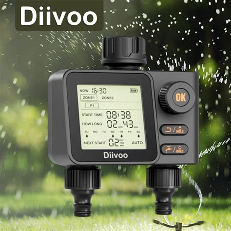 Diivoo Water Hose Timer 2 Outlet With Rain Sensor And 6 Separate