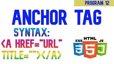 Anchor Tag In Html YouTube