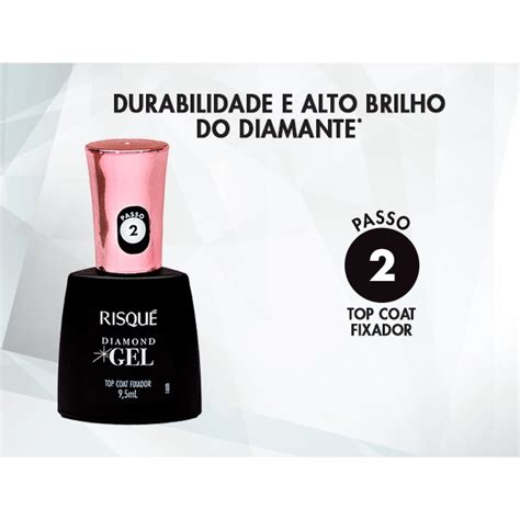 Esmalte Finalizador Risqué Diamond GEL TOP COAT FIXADOR Shopee