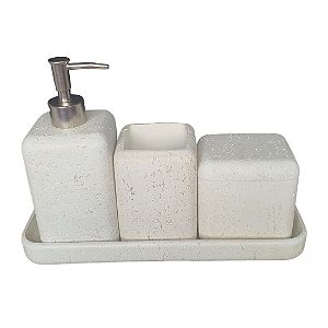 Kit Lavabo Polirresina Bege 3 Peças Bellartdecor Loja de