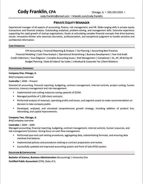 Private Equity Resume Template