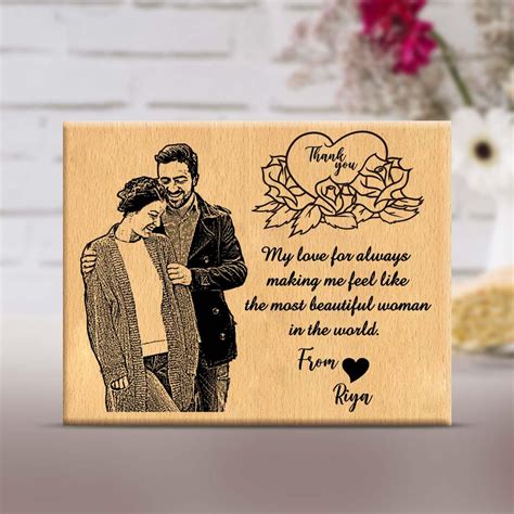 Tcart Thankyou Wooden Engraved Photo Frame For Love 15x10 Cm 6x4