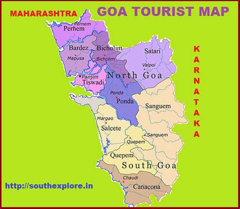 Goa Tourism Map Tourist Attractions In Goa Goa Tourist Map List