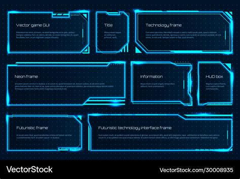 Hud Game Element Futuristic Tech Screen Template Vector Image