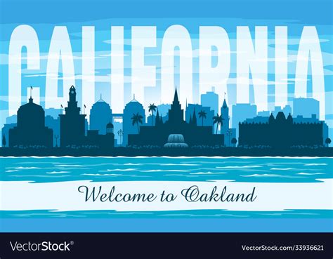 Oakland California City Skyline Silhouette Vector Image