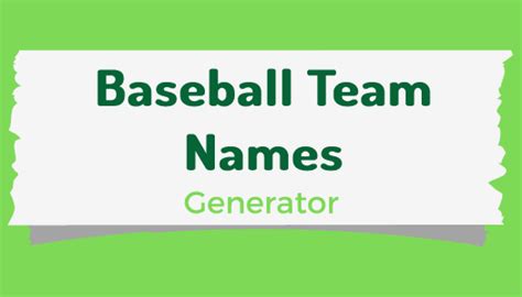 Baseball Team Name Generator