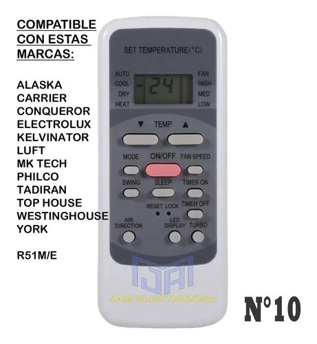 Control Remoto Aire Acondicionado Alaska Philco R M E