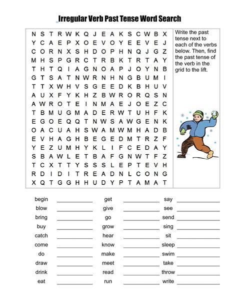 Past Simple Word Search Irregular Verbs Verb Worksheets Verb Words