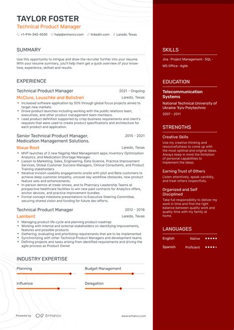 Technical Product Manager Resume Examples Guide For 2023 Layout