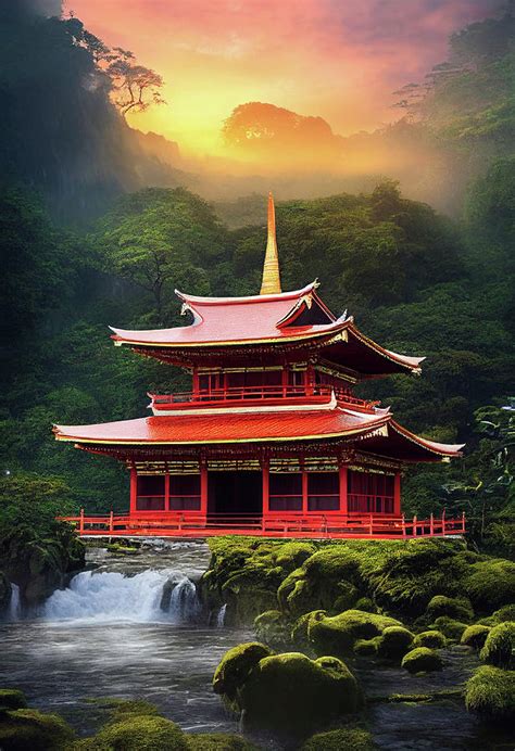 Buddhist Temple Digital Art by Billy Bateman - Fine Art America