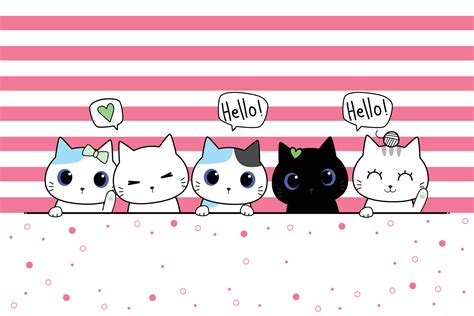 Banner Background Cute Cats Say Hello 12098088 Vector Art At Vecteezy