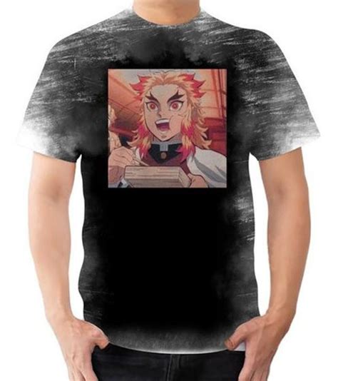 Camisa Camiseta Kimetsu No Yaiba Rengoku Hashira Fogo 4 Estilo Vizu