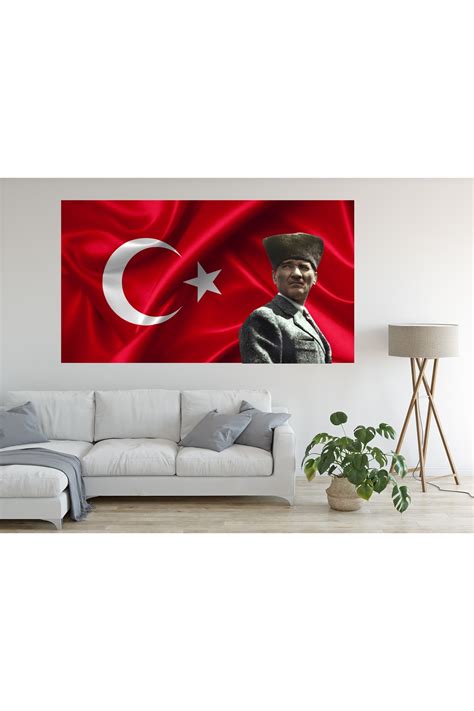 HDART Modern Soyut ATATÜRK Türk Bayrak Bayrağı Duvar Kanvas Tablo