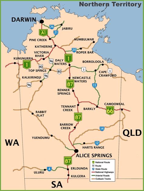 Northern Territory road map - Ontheworldmap.com