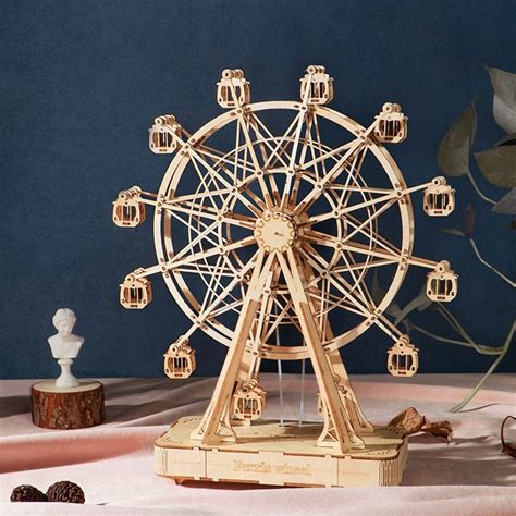 Rotatable Diy D Ferris Wheel Wooden Model Building Block Etsy