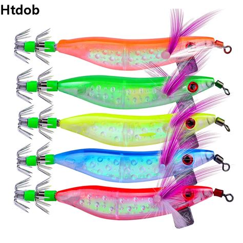 Anzuelos De Calamar Luminosos Para Pesca Nocturna Cebos De Madera Para