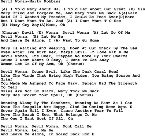 Country Music Devil Woman Marty Robbins Lyrics And Chords