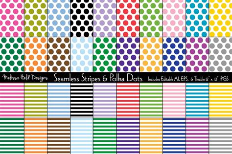 Seamless Stripes And Polka Dots Graphic Patterns Creative Market