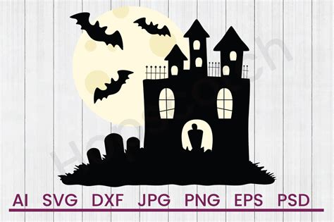 Haunted House Svg File Dxf File By Hopscotch Designs Thehungryjpeg