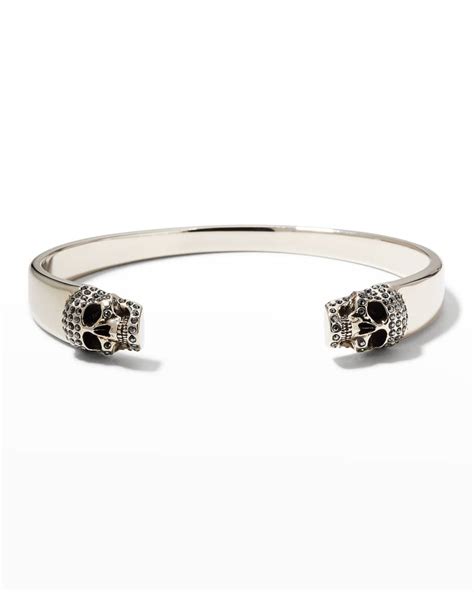 Alexander Mcqueen Mens Skull Crystal Pavé Cuff Bracelet Neiman Marcus