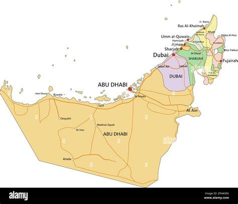 United Arab Emirates Highly Detailed Editable Political Map With