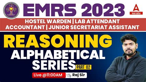 Emrs Reasoning Classes Alphabetical Series Hostel Warden