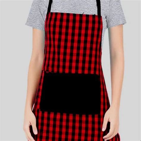 Cotton Multicolor Home Fancy Check Apron For Kitchen Size Free Size