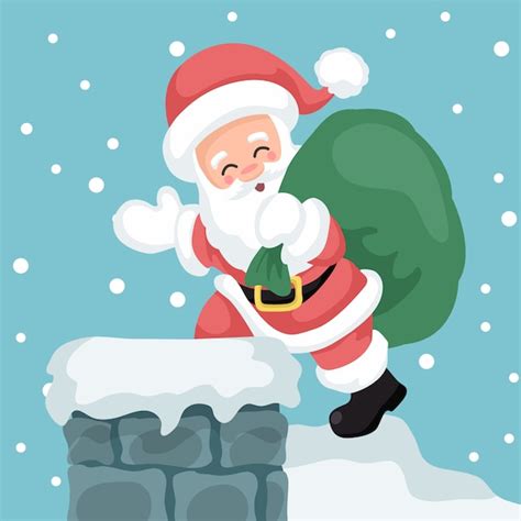 Premium Vector Illustration Of Santa Claus Entering Through The