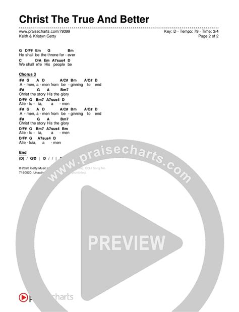 Christ The True And Better Chords Pdf Keith Kristyn Getty