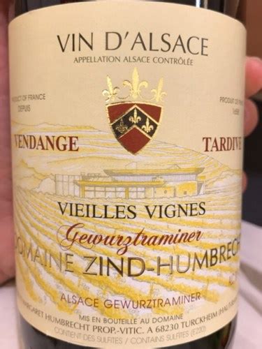 Domaine Zind Humbrecht Gew Rztraminer Vin D Alsace Vieilles Vignes