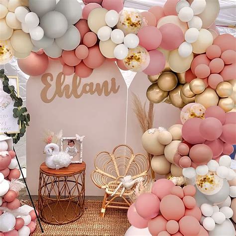 Ousuga Balloon Arch Garland Retro Balloons Garland Nude Apricot Balloon Boho Wedding Theme Party