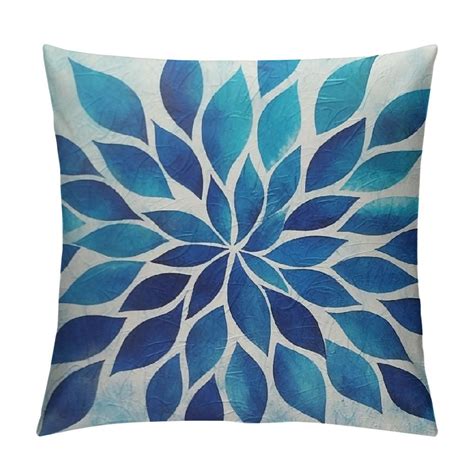 Gotuvs Spring Teal Dahlia Pillow Covers Navy Blue Teal Floral Couch Pillow Cases Modern Abstract