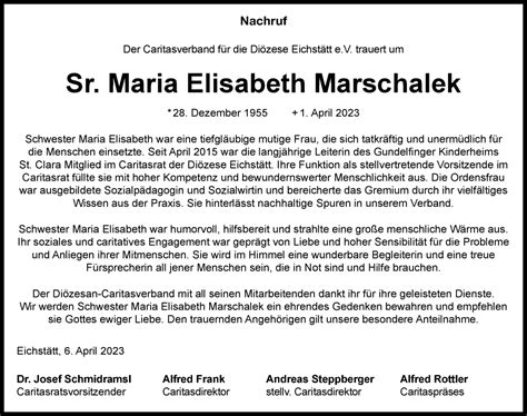 Traueranzeigen Von Elisabeth Marschalek Augsburger Allgemeine Zeitung