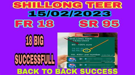 SHILLONG TEER MEGHALAYA 15 02 2023 HIT NUMBER AND HOUSE ENDING TARGET