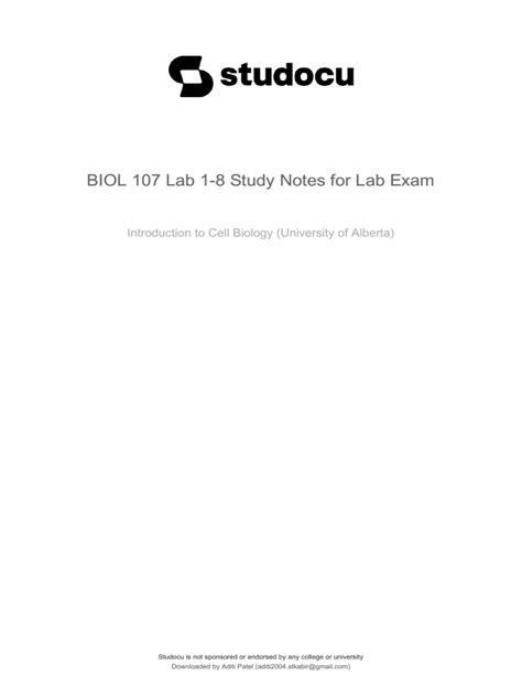 Biol 107 Lab 1 8 Study Notes For Lab Exam