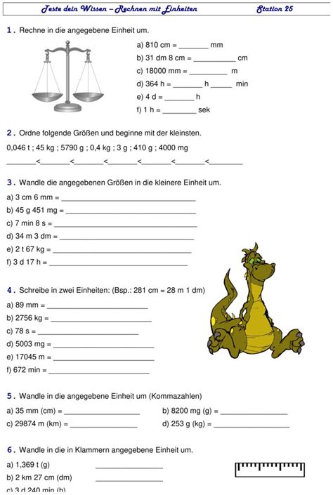 Bungsblatt Zu Gr En Und Ma Einheiten Einheiten Umrechnen