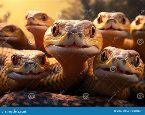 A Group Of Snakes Looking At The Camera Stock Illustration