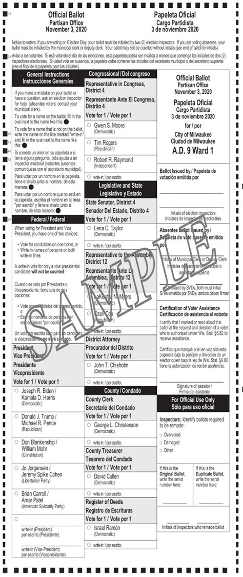 Notice Of General Election And Sample Ballots November 3 2020