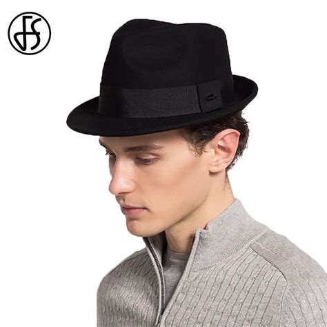 Fs Black Mens Hats Fedoras Short Brim Panama Fedora Gentleman Felt Hat