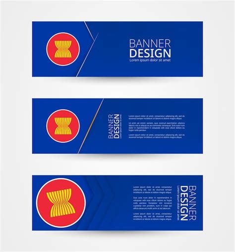 Premium Vector Set Of Three Horizontal Banners With Flag Of Asean Web