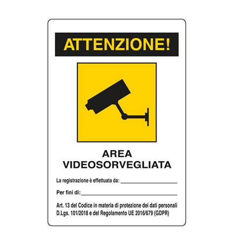 Cartello Area Videosorvegliata In Alluminio A Norma Di Legge