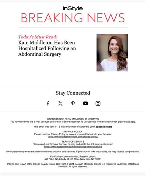 Instyle Breaking Kate Middleton Has Been Hospitalized Following An