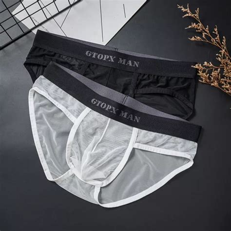 SEXY MEN S SEE THROUGH Boxer Briefs Sheer Mesh Pouch Underwear Panties Lingerie PicClick CA
