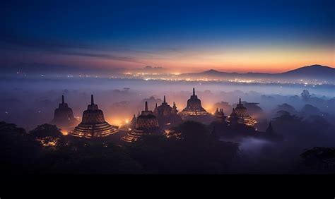 Premium AI Image | Panoramic view of the beauty of candi borobudur ...