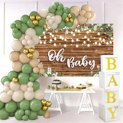 Amazon Sage Green Baby Shower Decorations Kits For Boy Girl Sage