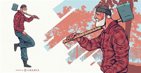 Lumberjack With Axe Character Design Vector Download